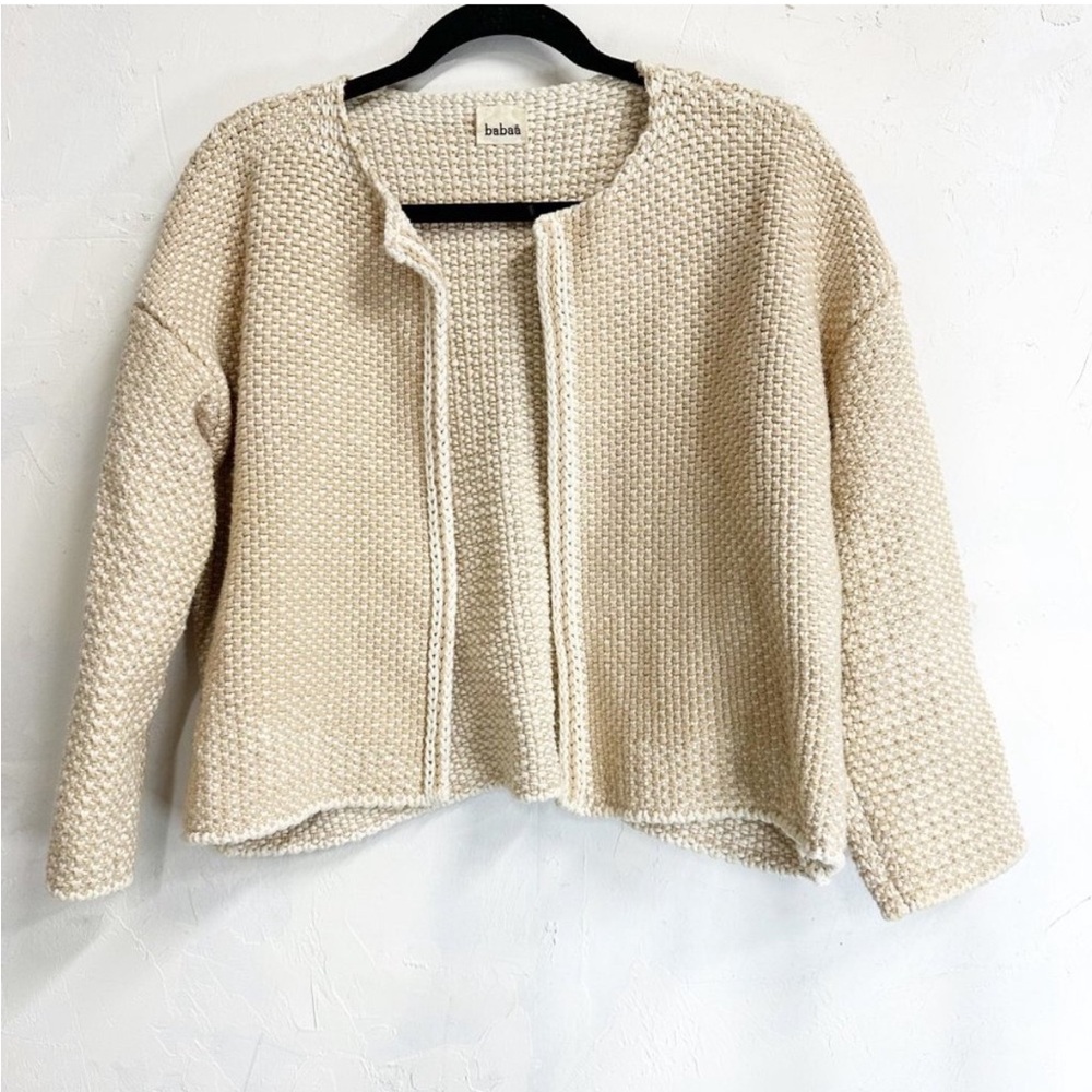 Babaa No19 Ivory Knit Cardigan Open Front One Size Sweater